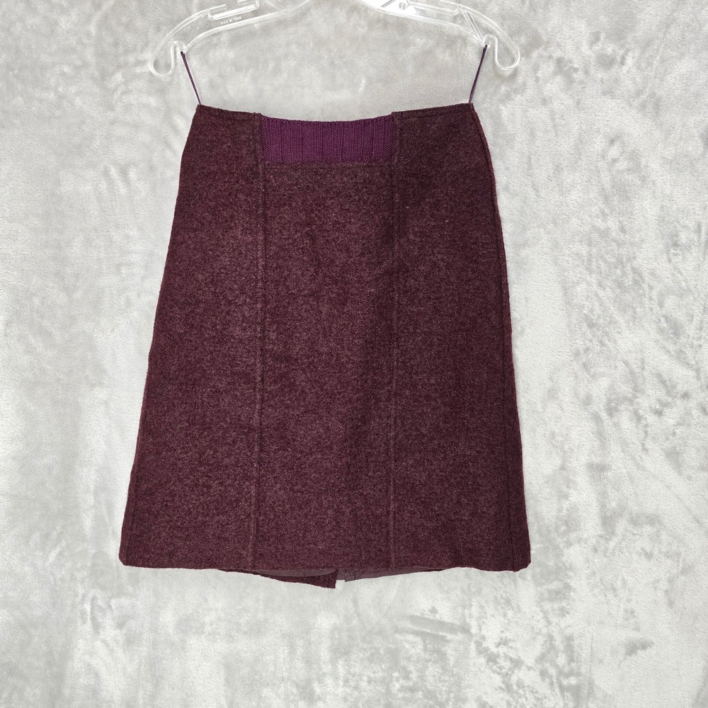 Philosophy Wrap Skirt Women 2 Burgundy Virgin Wool Equestrian Academia Preppy - Picture 2 of 16